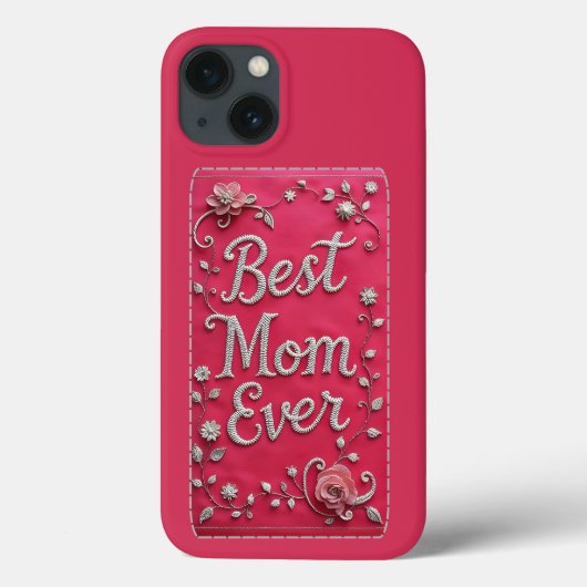 Étui iPhone Fleurs Roses Meilleure Maman (Verso)