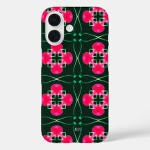 Étui iPhone floral rose et vert avec nom