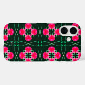 Étui iPhone floral rose et vert avec nom (Verso (horizontal))