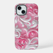 Étui iPhone floral rose personnalisé | Rose et bla