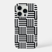 Étui iPhone géométrique noir et blanc moderne  (Verso)