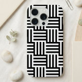 Étui iPhone géométrique noir et blanc moderne 