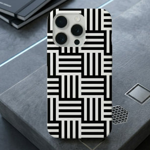 Étui iPhone géométrique noir et blanc moderne 