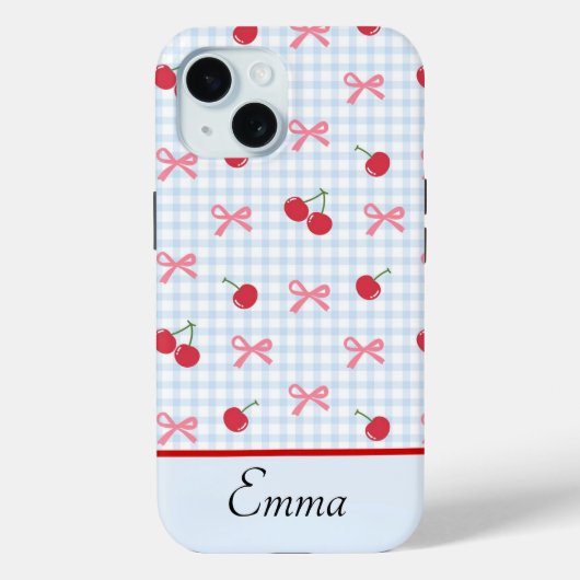 Étui iPhone Gingham Coquette Bow Cherry (Verso)
