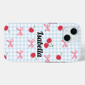 Étui iPhone Gingham Coquette Bow Cherry (Verso (horizontal))
