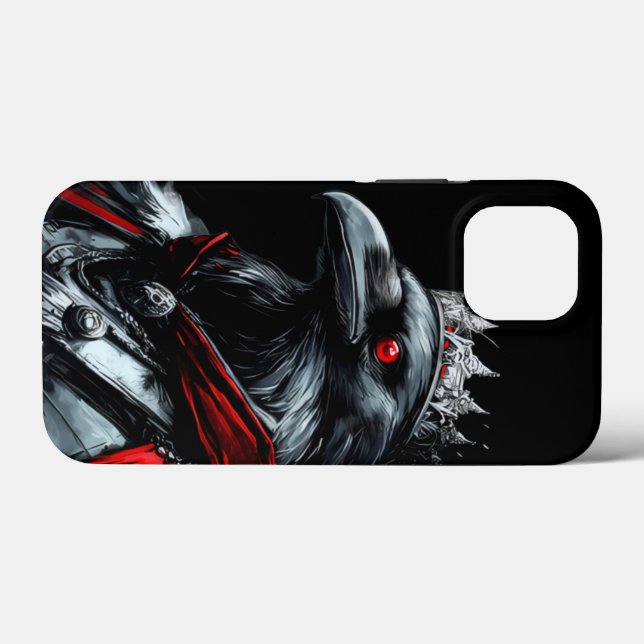 Étui iPhone graphique du roi corbeau gothique - Cl (Verso (horizontal))