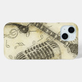 Étui iPhone Guitare et Microphone Grunge Vintage (Verso (horizontal))