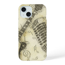 Étui iPhone Guitare et Microphone Grunge Vintage