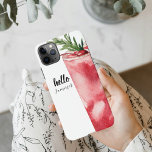 Coque iPhone Hello Summer Watercolor Red Cherry Cocktail<br><div class="desc">Simple AMOUR Noir & Rose |Laissez notre valeur à tout le monde</div>
