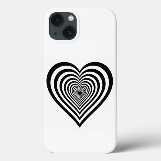 Étui iPhone Illusion Optique Cœur Noir (Verso)