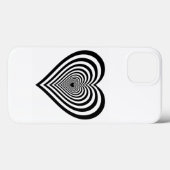 Étui iPhone Illusion Optique Cœur Noir (Verso (horizontal))