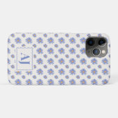 Étui iPhone / iPad à fleurs violettes avec initial (Dos (Horizontal))
