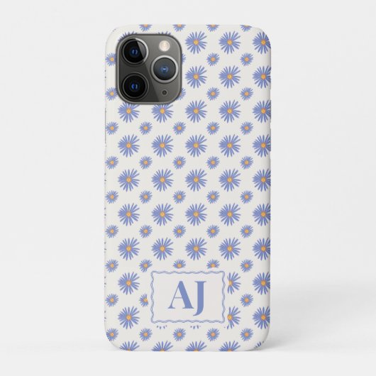 Étui iPhone / iPad à fleurs violettes avec initial (Dos)
