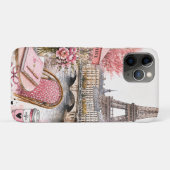 Étui iPhone / iPad aquarelle rose Paris (Dos (Horizontal))