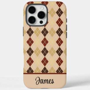 Étui iPhone / iPad en argyle beige personnalisable