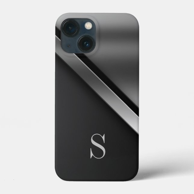 Étui iPhone / iPad Monogrammé Métal Noir (Verso)
