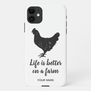 Coque iPhone La vie est meilleure sur une ferme poulet iPhone 1