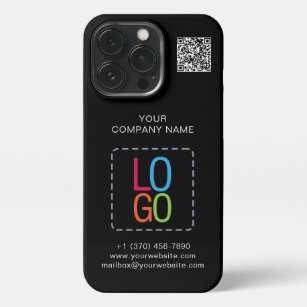 Etui iPhone 13 Pro Logo Add Your QR Code noir et blanc Personalize