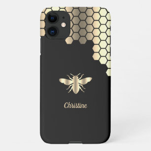 Coque iPhone Logo de la fausse feuille de miel Bee