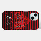 Étui iPhone Love Tree Rayure Rouge Noir (Verso (horizontal))