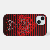 Étui iPhone Love Tree Rayure Rouge Noir (Verso Horizontal)