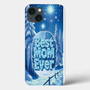 Étui iPhone Meilleure Maman Scène enneigée
