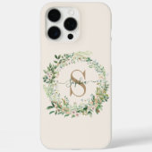 Étui iPhone Monogramme Botanique Élégant avec Nom (Verso)