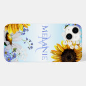 Étui iPhone Monogramme Fleurs Sauvages Aquarelle (Verso (horizontal))