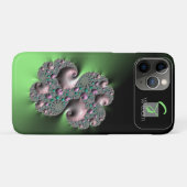 Étui iPhone monogramme fractal liquide vert (Dos (Horizontal))