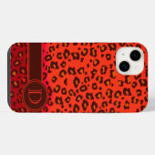 Étui iphone monogramme rouges imprimé léopard (Verso Horizontal)