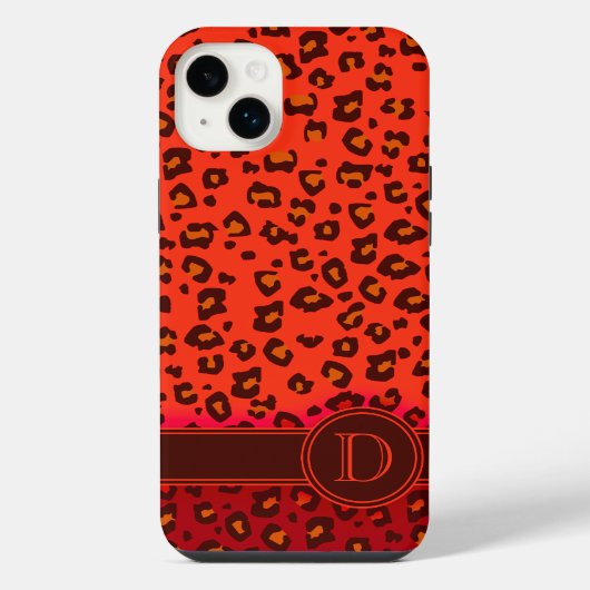 Étui iphone monogramme rouges imprimé léopard (Verso)