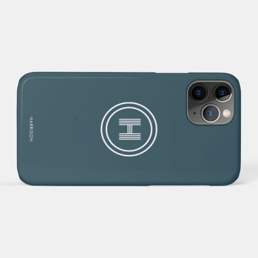 Étui iPhone | Monogramme simple moderne (Dos (Horizontal))