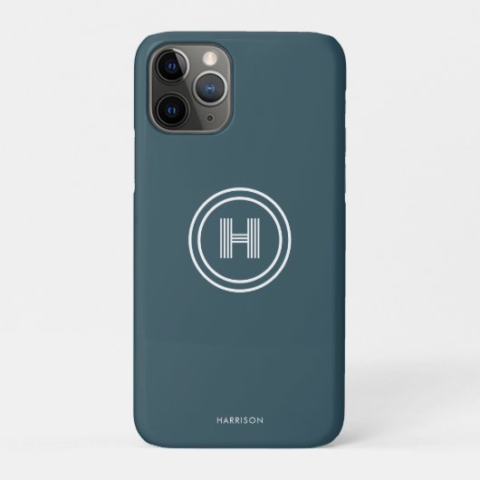 Étui iPhone | Monogramme simple moderne (Dos)