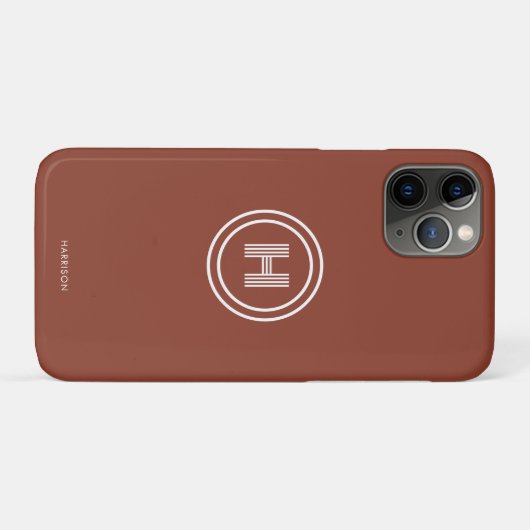 Étui iPhone | Monogramme simple moderne (Dos (Horizontal))