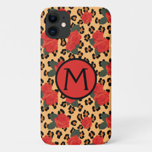 Étui iPhone Monogramme Tatouage Imprimé Léopard &