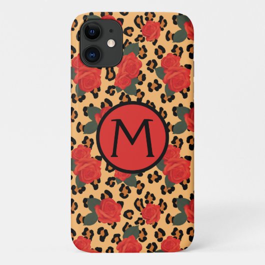 Étui iPhone Monogramme Tatouage Imprimé Léopard & (Dos)