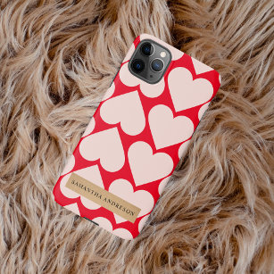 Coque iPhone Motif de coeur romantique et rouge moderne