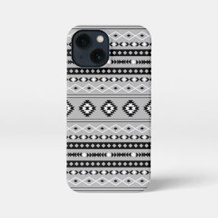 Etui iPhone 13 Mini Motif de motifs mixtes noir blanc aztèque