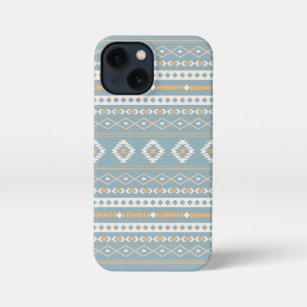 Etui iPhone 13 Mini Motif Motif Mixte Aztec Crème Bleu Orange