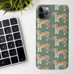 Coque iPhone Motif sauvage des tigres d'aquarelle tropicale mod<br><div class="desc">Motif sauvage des tigres d'aquarelle tropicale moderne</div>