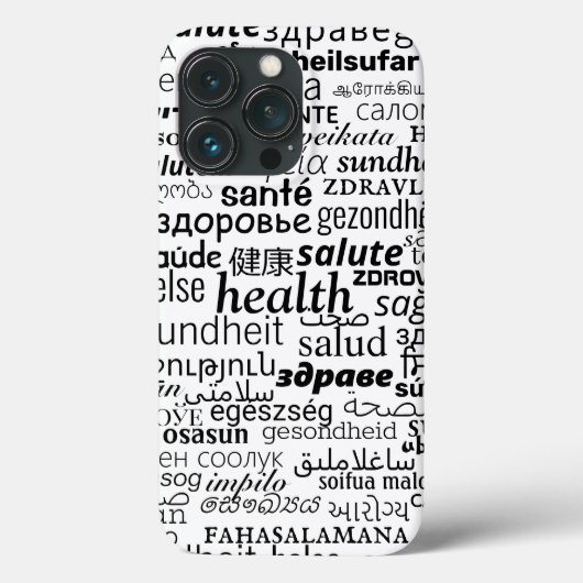 Étui iPhone multilingue Texte Santé (Verso)
