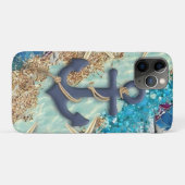 Étui iPhone nautique avec ancre bleue (Dos (Horizontal))