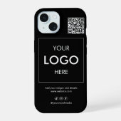 Étui iPhone noir avec code QR de l'entreprise et l (Verso)