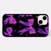 Étui iPhone noir avec ruban à nœud violet esthétiq (Verso (horizontal))