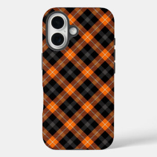 Étui iPhone Orange Carreaux Esthétique Noir
