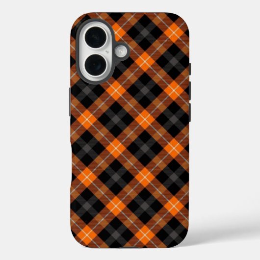 Étui iPhone Orange Carreaux Esthétique Noir (Verso)
