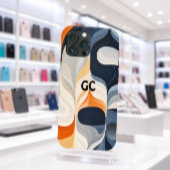 Étui IPhone Orange Rétro Noir et Gris