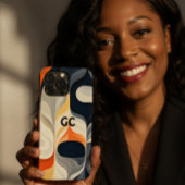 Étui IPhone Orange Rétro Noir et Gris