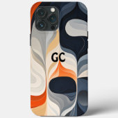 Étui IPhone Orange Rétro Noir et Gris (Verso)