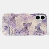Étui iPhone papillon violet français vintage (Verso (horizontal))